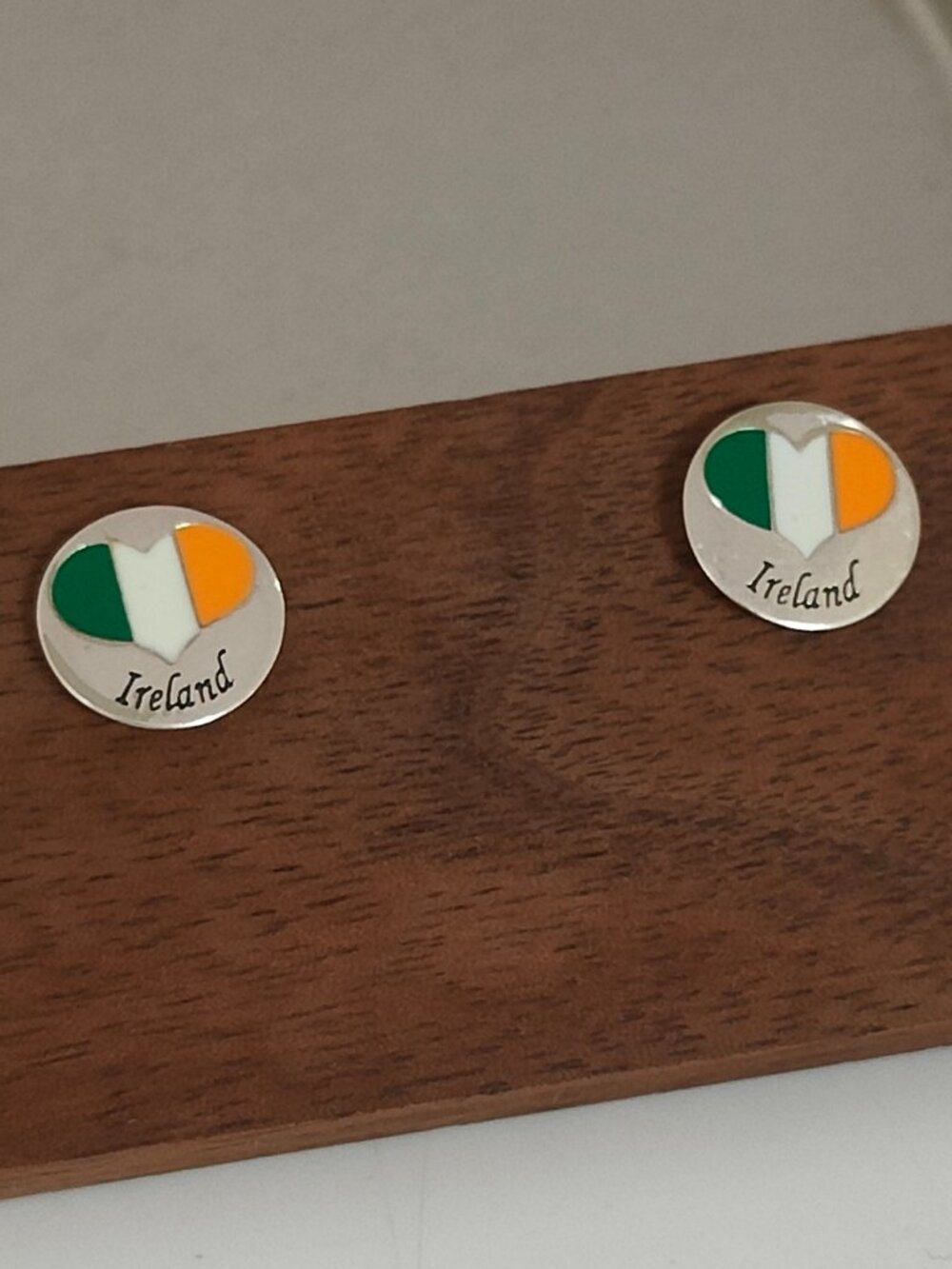 Ireland Heart Flag Travel Vacation Stud Earring Exclusive Designed S925 Silver